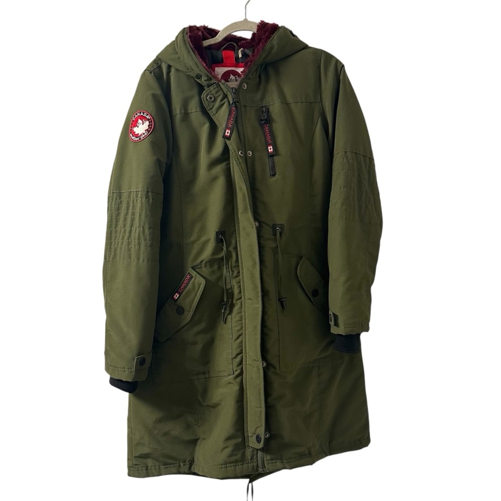 Olive Green Women's Parka Jacket with Hood